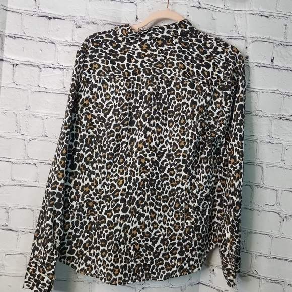 J Crew animal print linen blend slim button up shirt - Picture 7 of 9